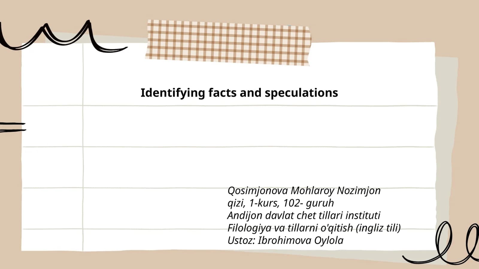 Identifying facts and speculations