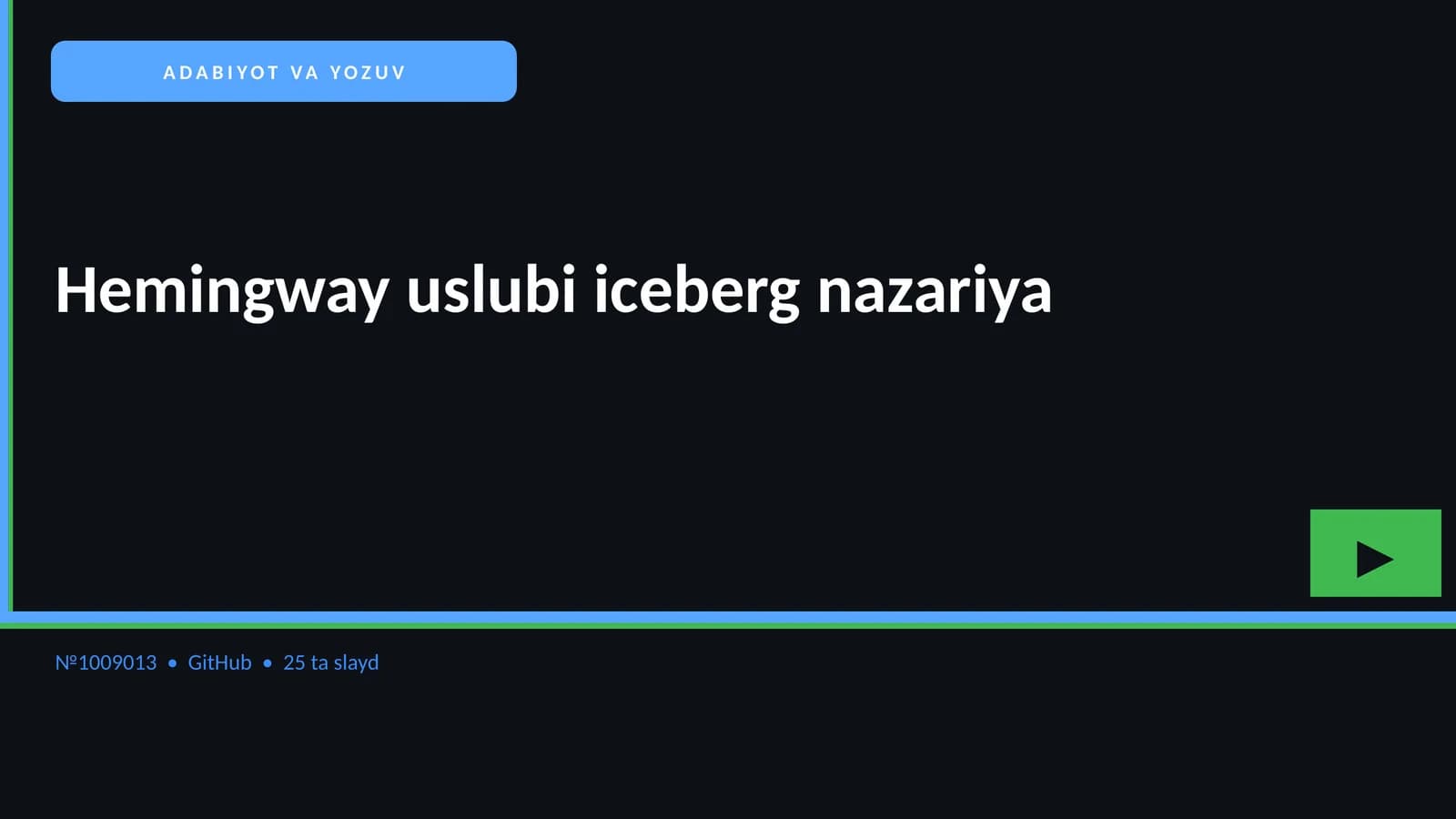Hemingway uslubi iceberg nazariya