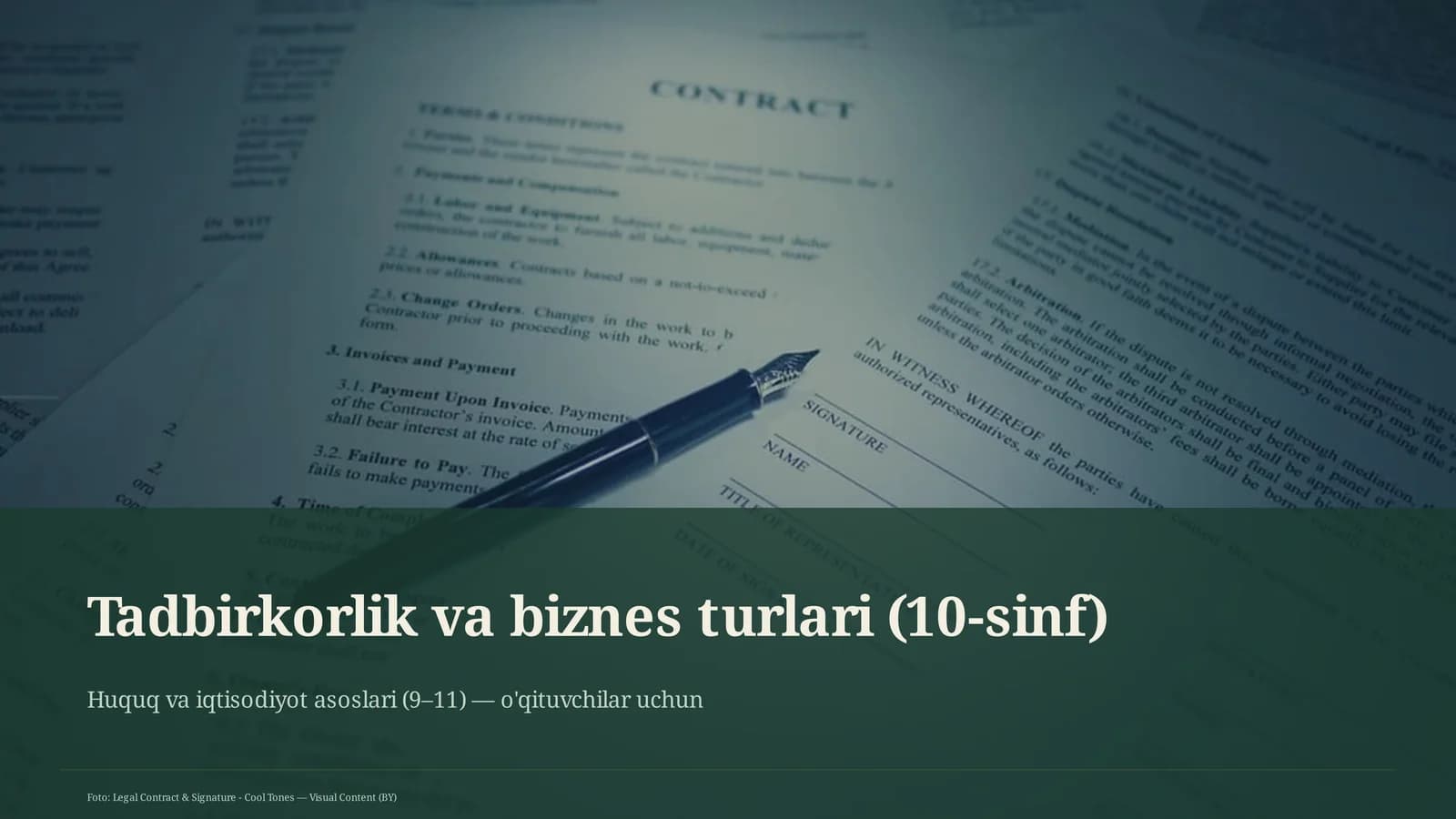 Tadbirkorlik va biznes turlari (10-sinf)