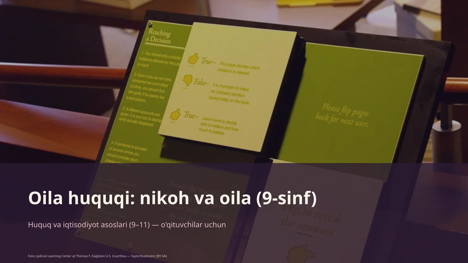 Huquq va iqtisodiyot asoslari (9–11) — o'qituvchilar uchun