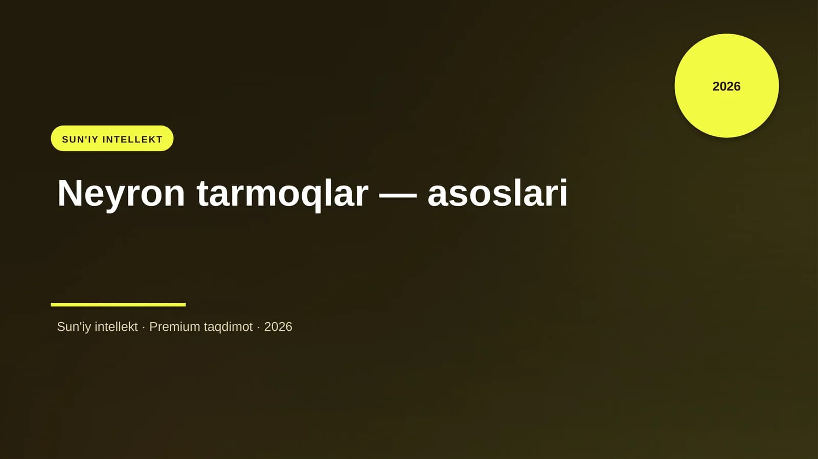 Neyron tarmoqlar — asoslari