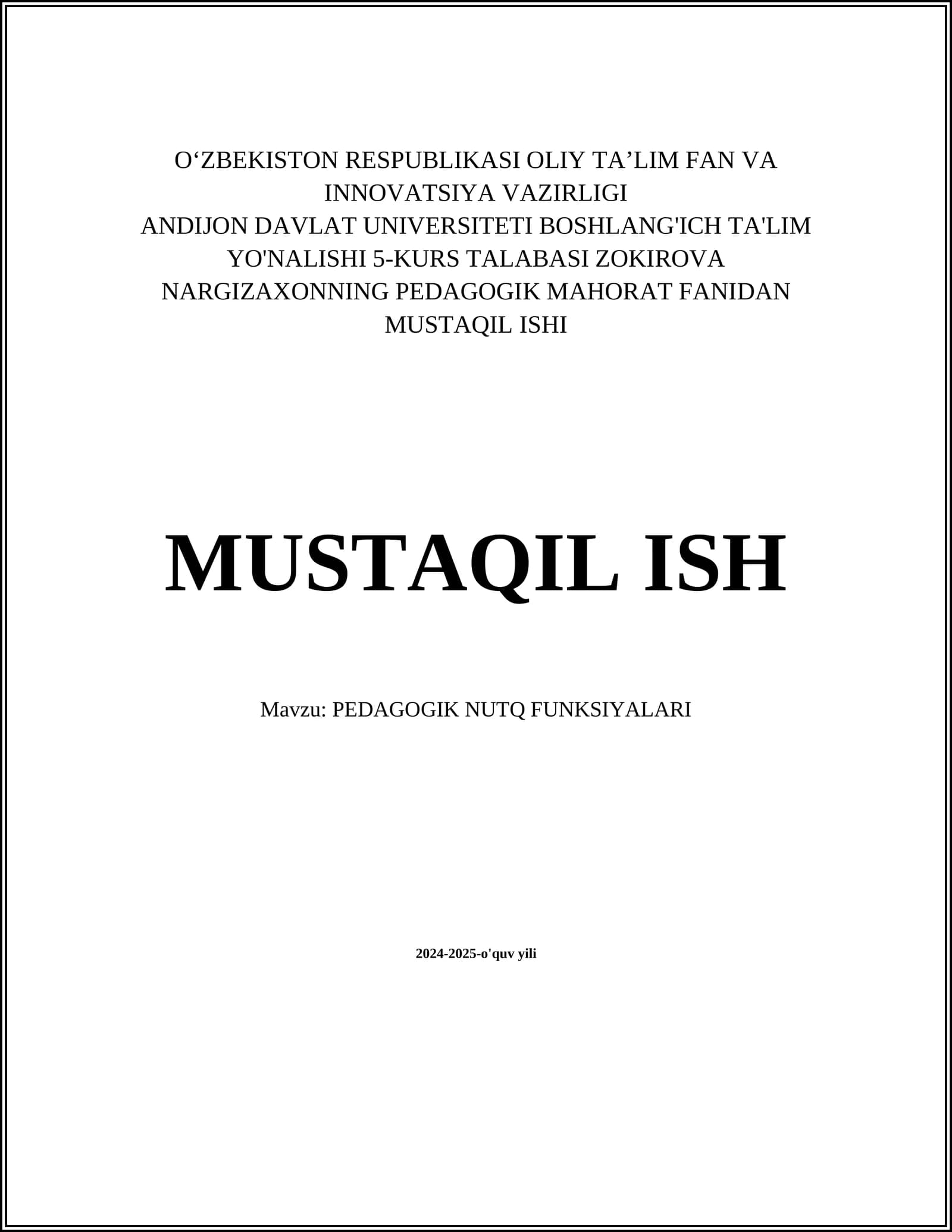 PEDAGOGIK NUTQ FUNKSIYALARI
