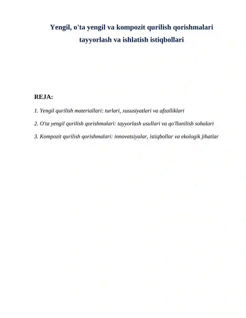 Yengil qurilish materiallari