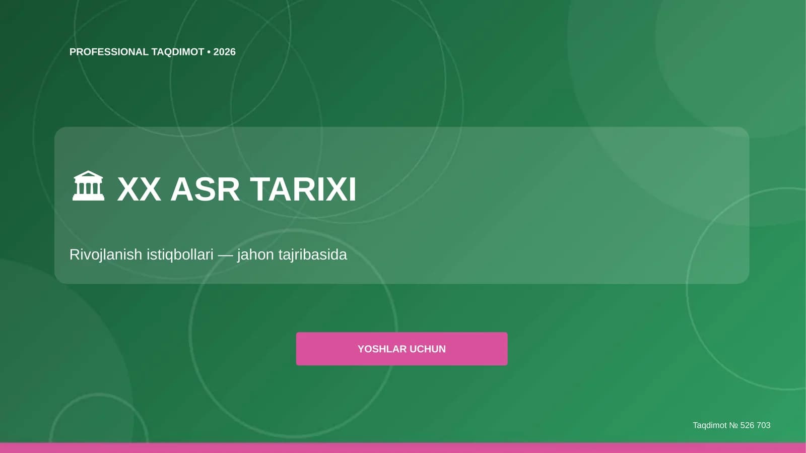 XX asr tarixi: rivojlanish istiqbollari (jahon tajribasida) [yoshlar uchun]