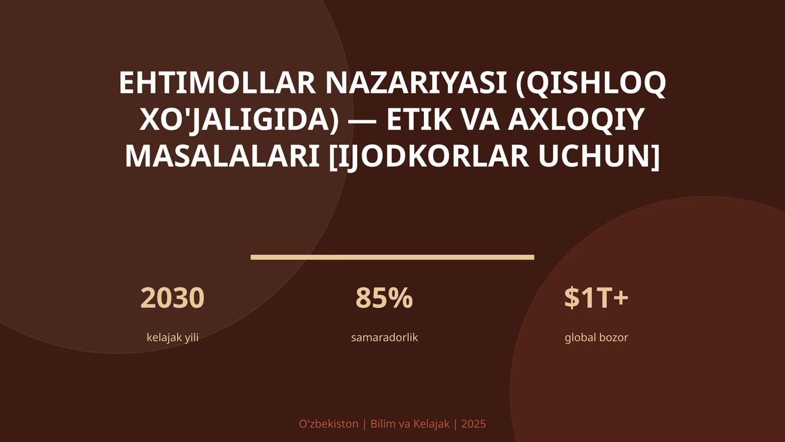 Ehtimollar nazariyasi (qishloq xo'jaligida) — etik va axloqiy masalalari [ijodkorlar uchun]