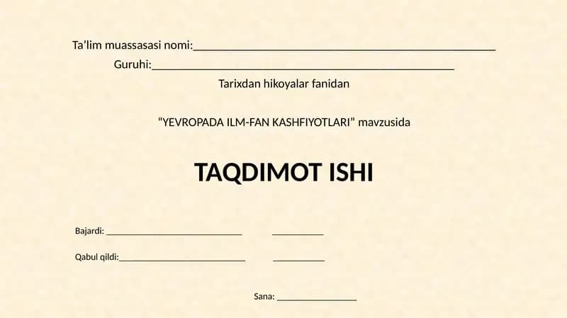 YEVROPADA ILM-FAN KASHFIYOTLARI