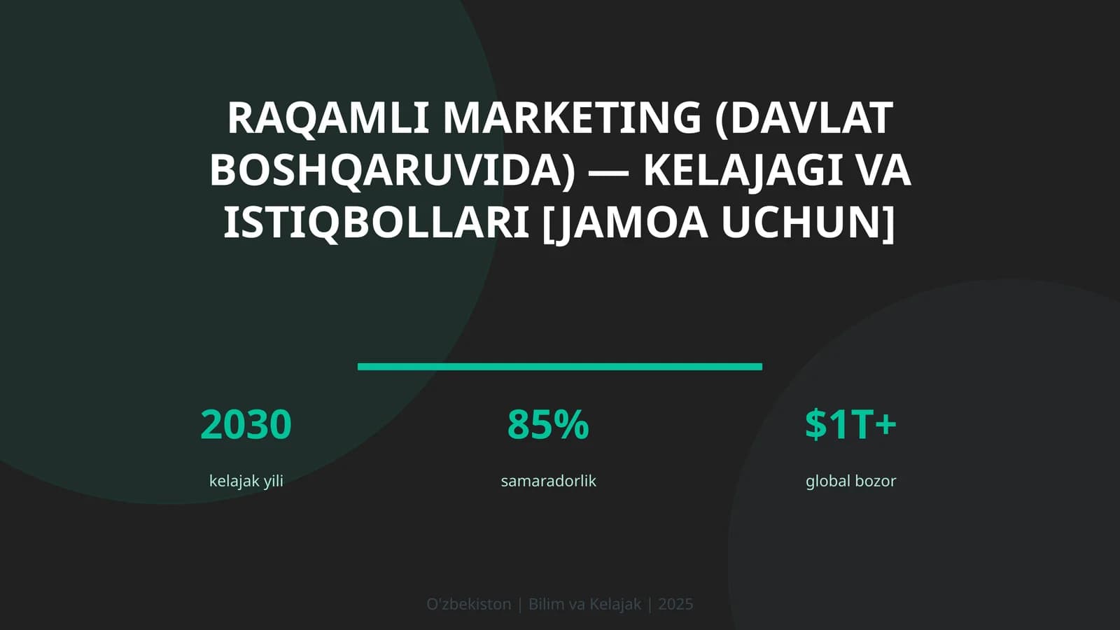 Raqamli marketing (davlat boshqaruvida) — kelajagi va istiqbollari [jamoa uchun]