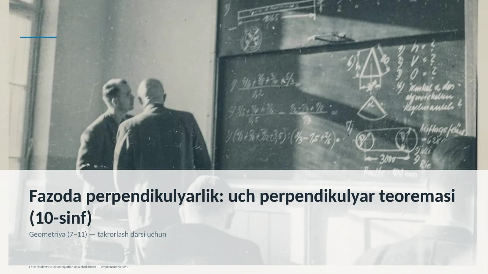 Fazoda perpendikulyarlik: uch perpendikulyar teoremasi (10-sinf)