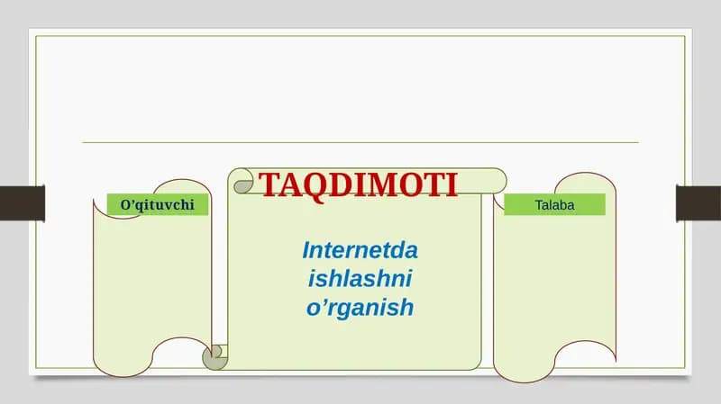 INTERNETDA ISHLASHNI O’RGANISH