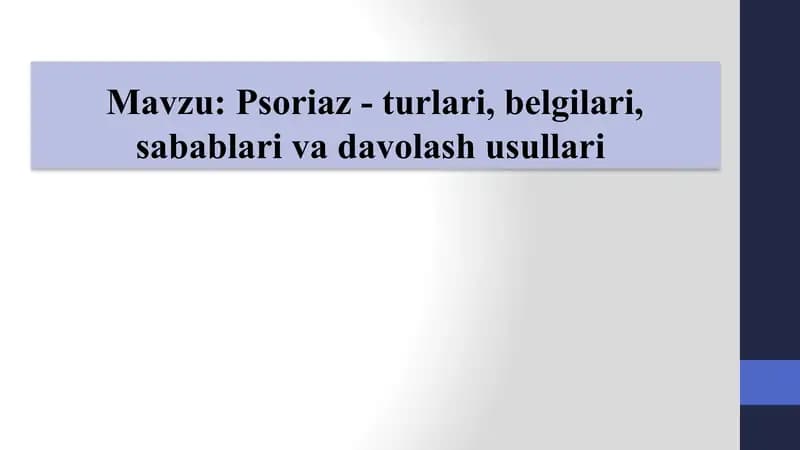 Psoriaz kasalligi haqida
