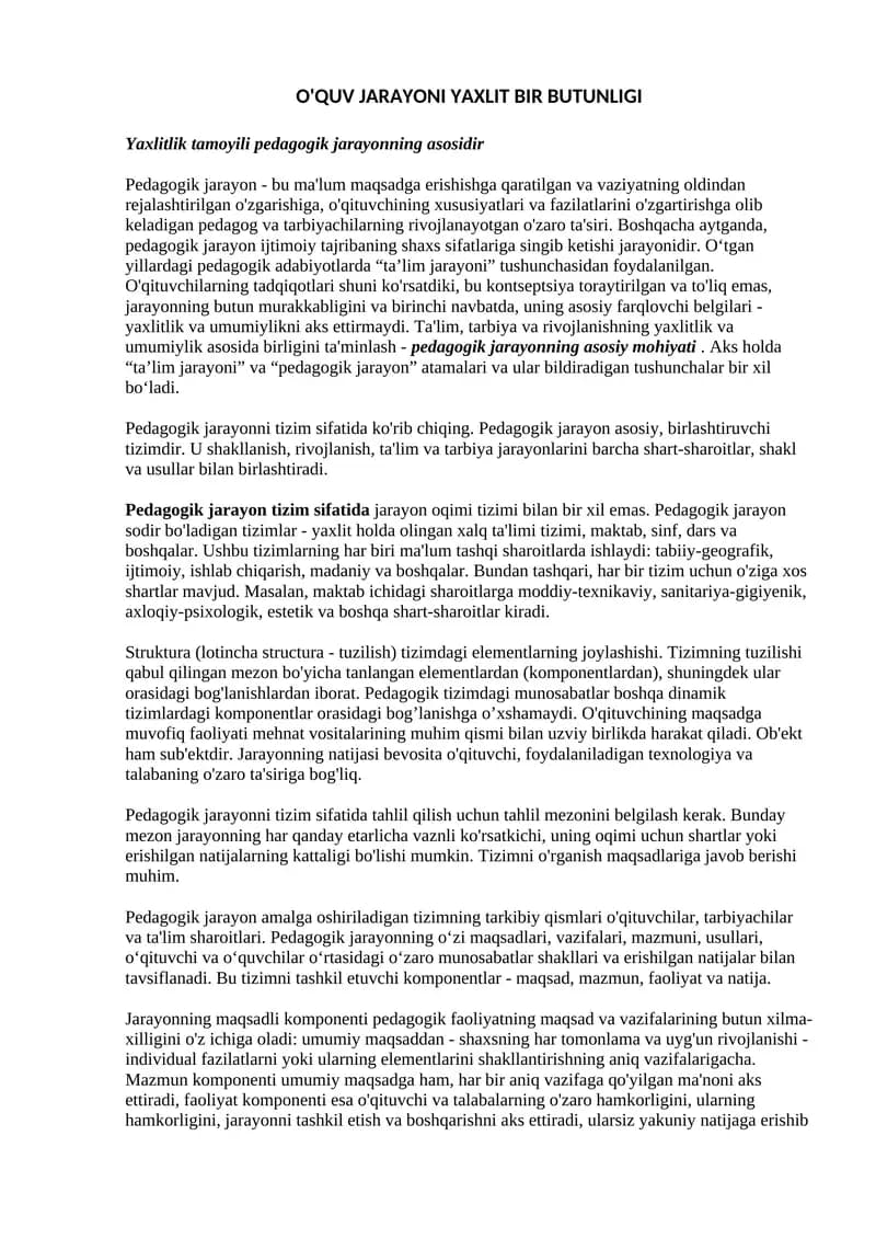 Pedagogik jarayon