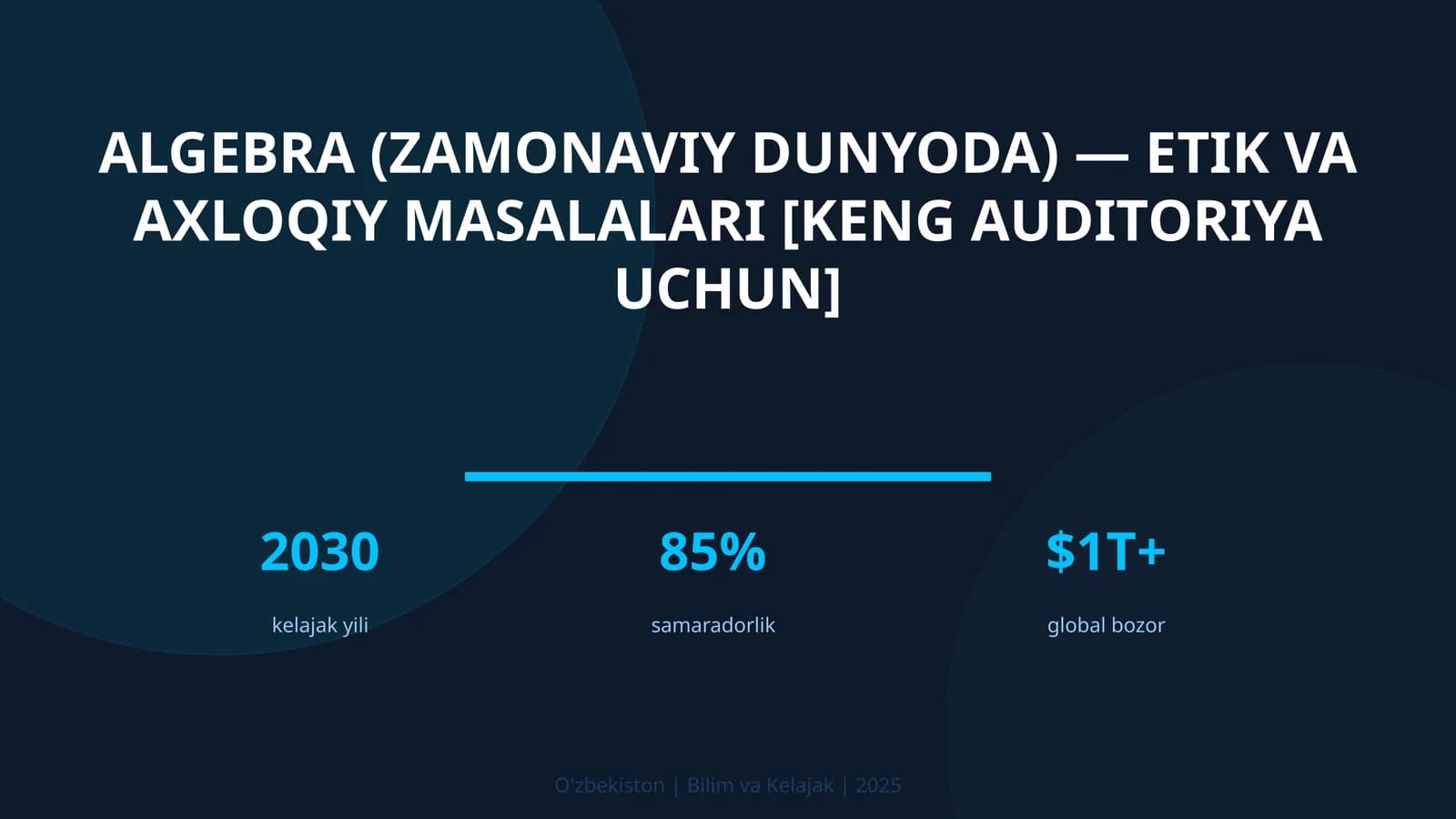 Algebra (zamonaviy dunyoda) — etik va axloqiy masalalari [keng auditoriya uchun]