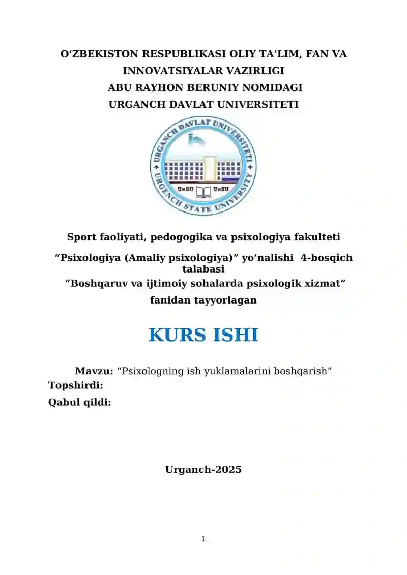 Psixologning ish yuklamalarini boshqarish