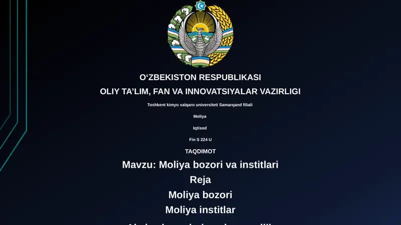 Moliya bozori va institlari