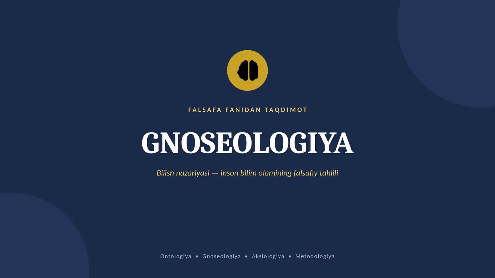FALSAFA FANIDAN TAQDIMOT
