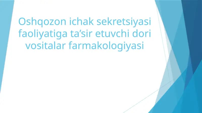 MЕ'DA-ICHAK FAOLIYATIGA TA'SIR ETUVCHIVOSITALAR