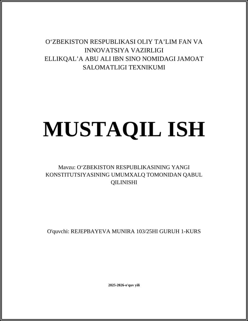 Oʻzbekiston Respublikasining yangi Konstitutsiyasining Umumxalq tomonidan Qabul qilinishi