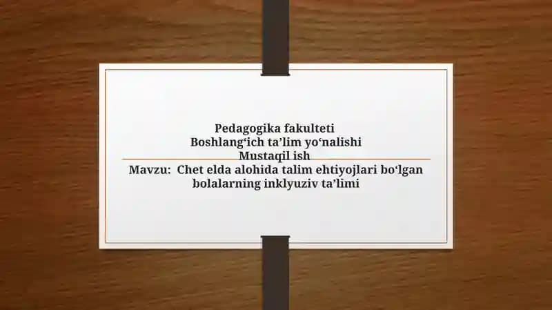 Chet elda alohida talim ehtiyojlari boʻlgan bolalarning inklyuziv taʼlimi