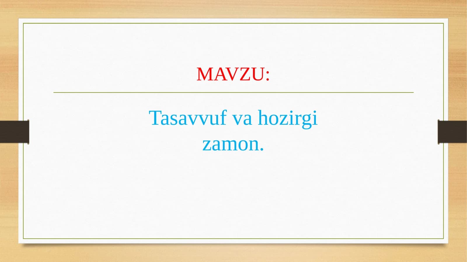 tasavvuf va hozirgi zamon