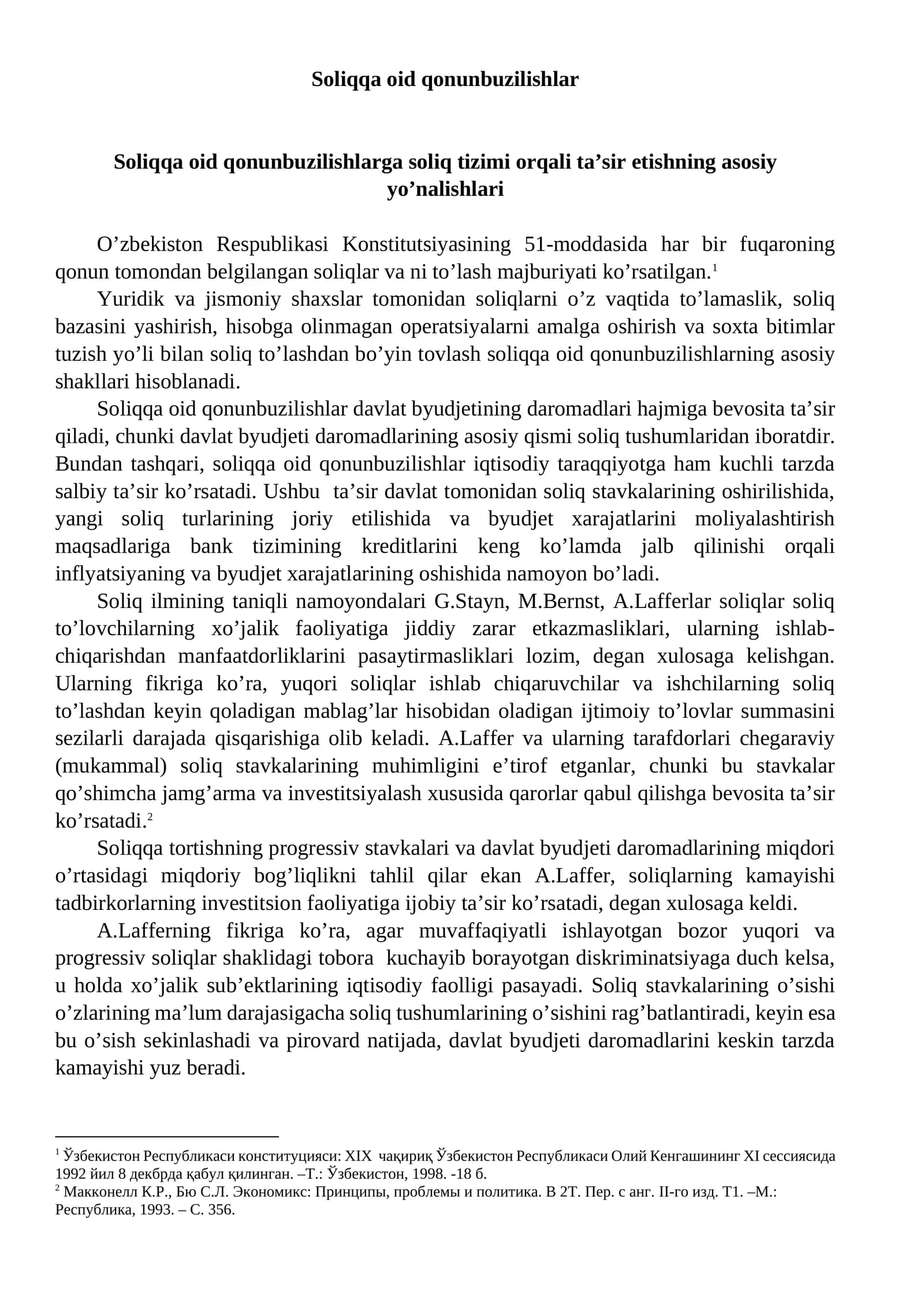Soliqqa oid qonunbuzilishlar