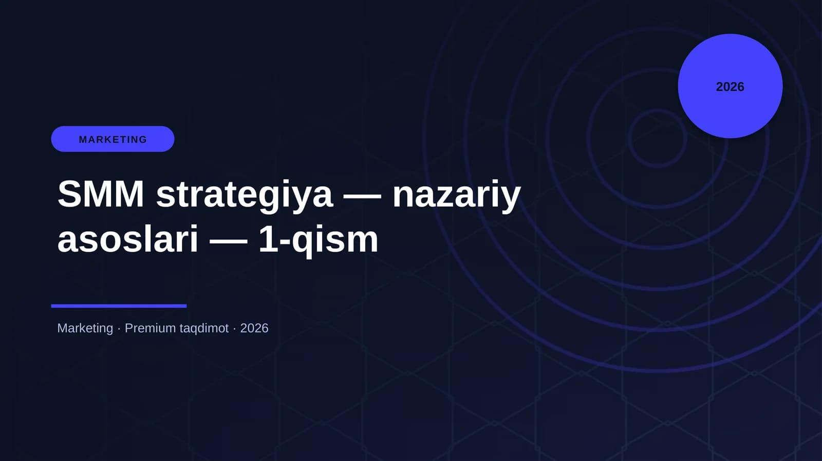 SMM strategiya — nazariy asoslari — 1-qism