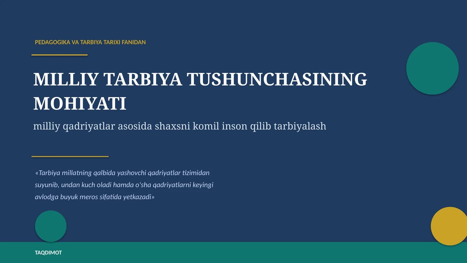 PEDAGOGIKA VA TARBIYA TARIXI FANIDAN