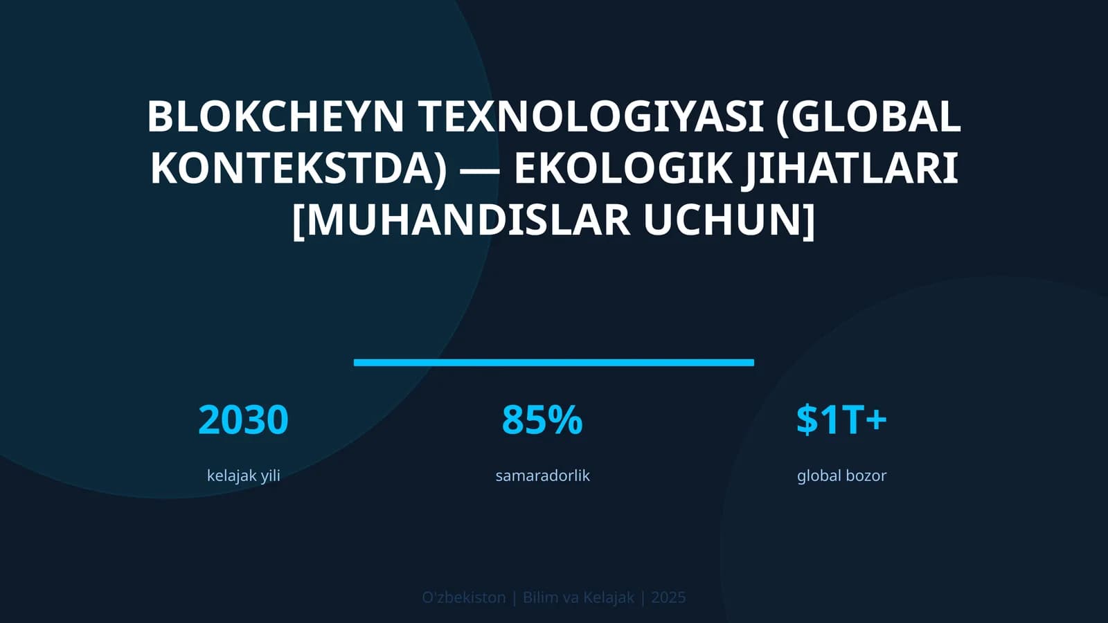 Blokcheyn texnologiyasi (global kontekstda) — ekologik jihatlari [muhandislar uchun]