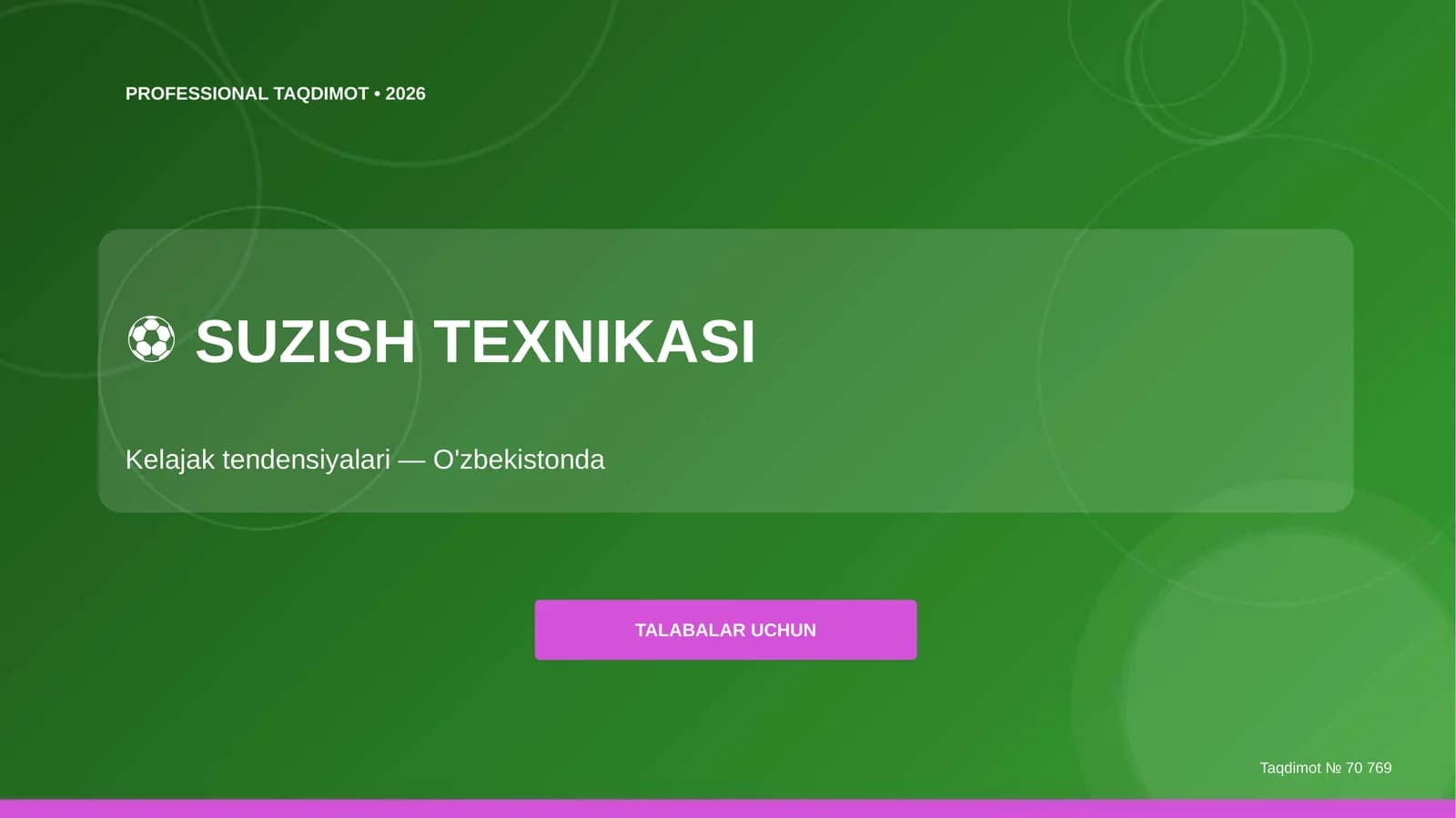 Suzish texnikasi: kelajak tendensiyalari (O'zbekistonda)