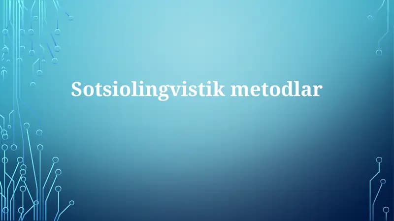 Sotsiolingvistikmetodlar