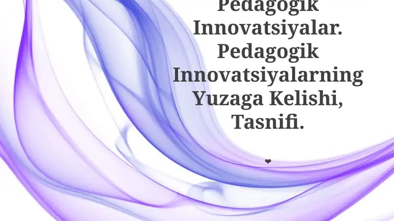 Pedagogik Innovatsiyalar