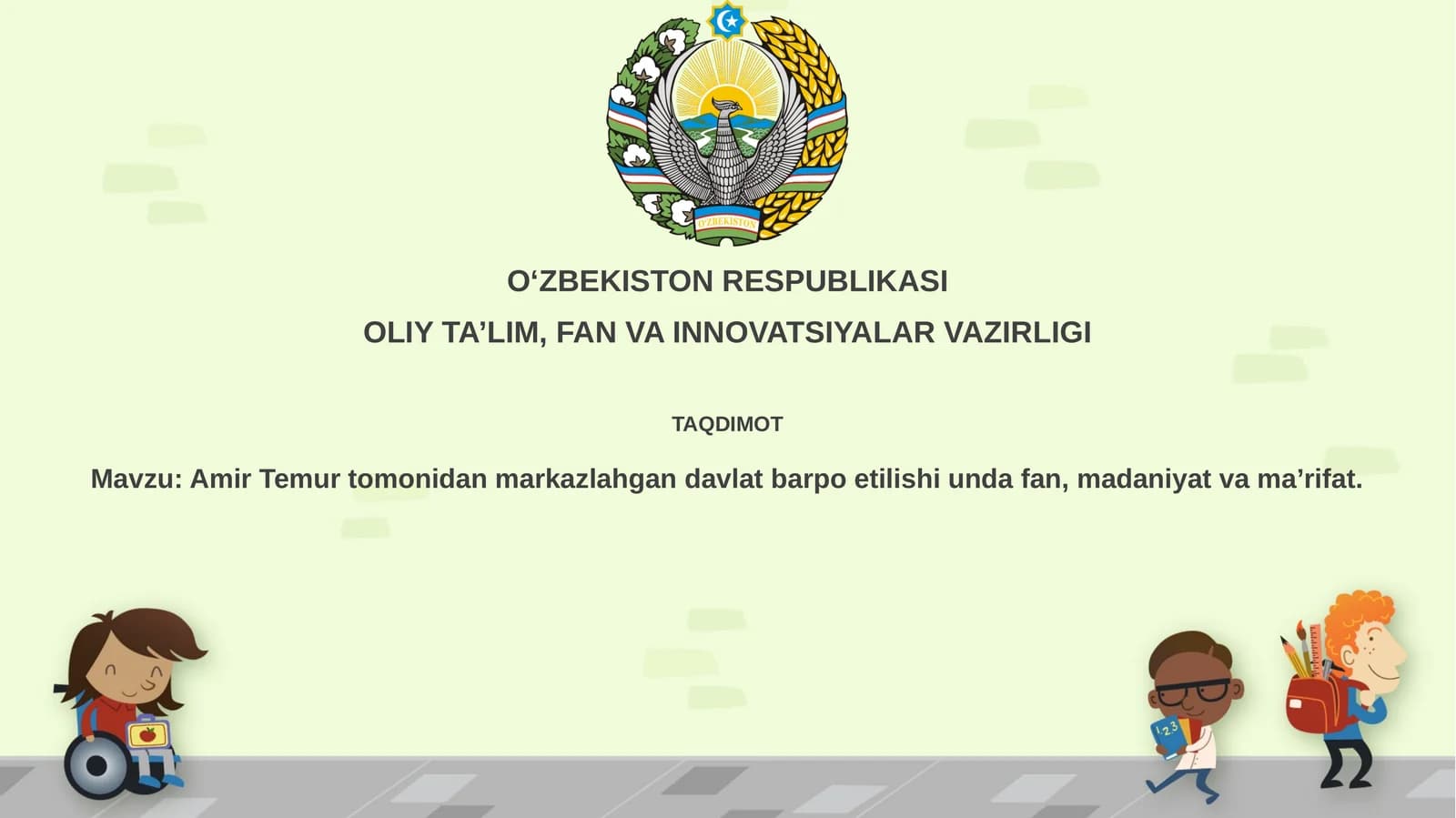 Amir Temurtomonidanmarkazlahgandavlatbarpoetilishiundafan,madaniyatvama’rifat