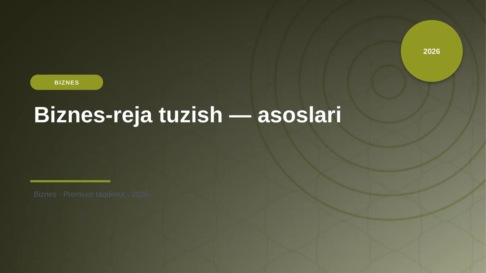 Biznes-reja tuzish — asoslari