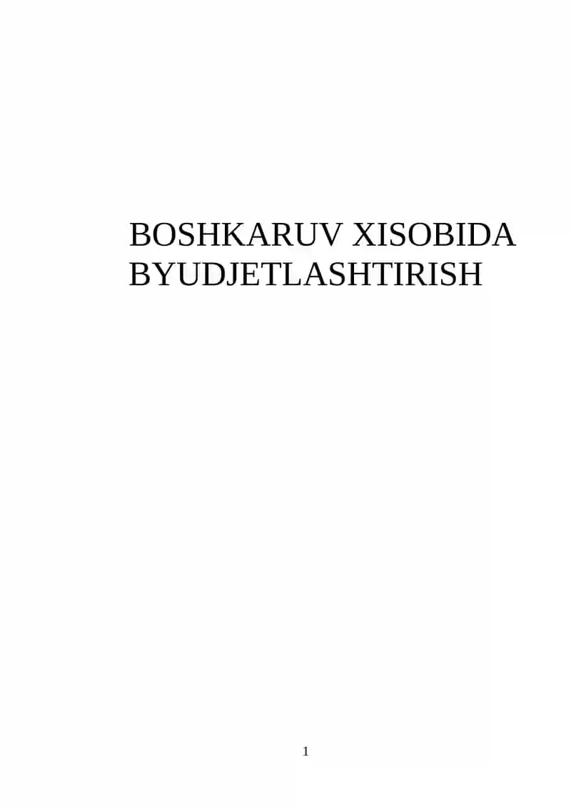 Boshqaruv hisobida byudjetlashtirish