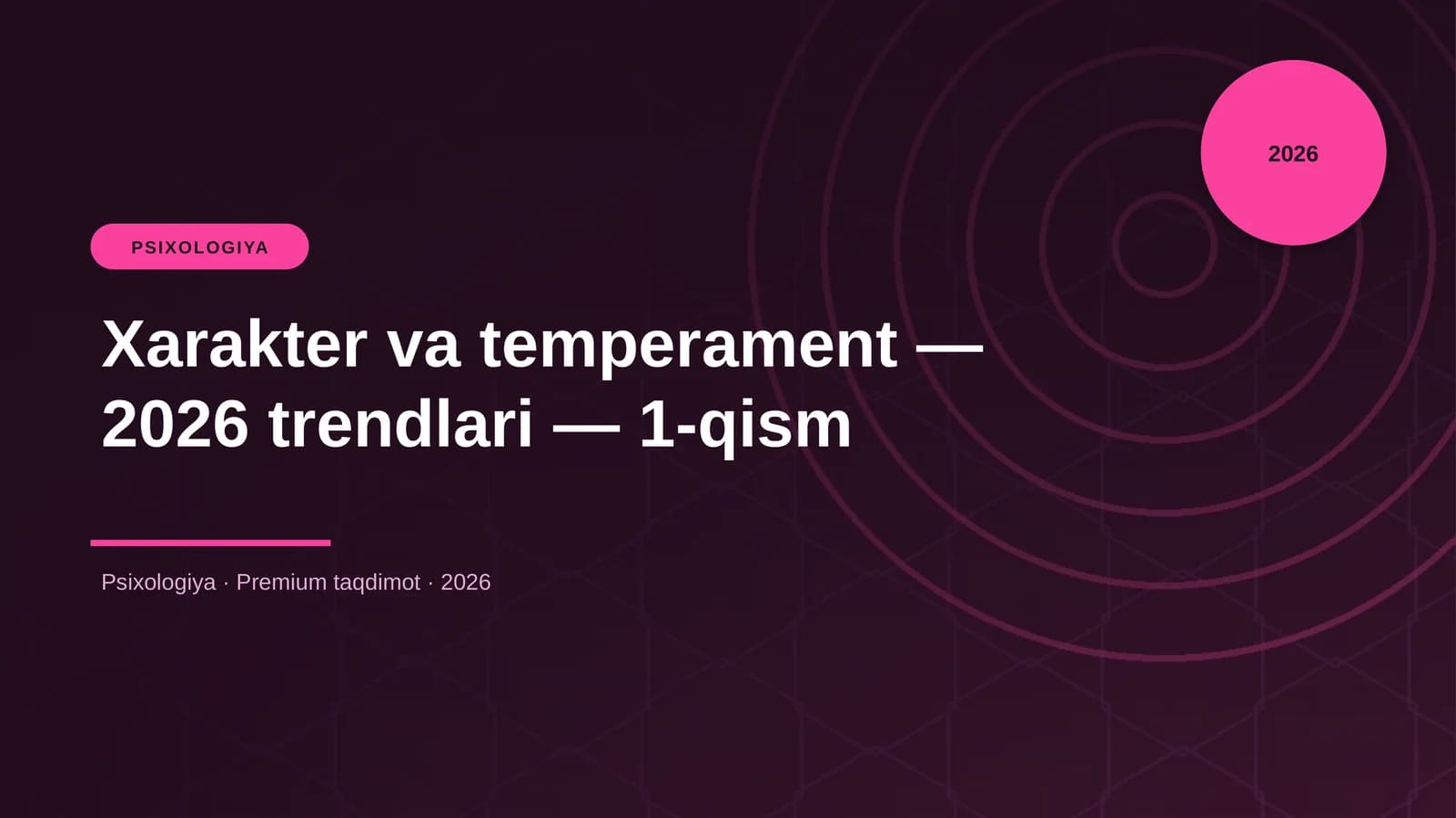 Xarakter va temperament — 2026 trendlari — 1-qism