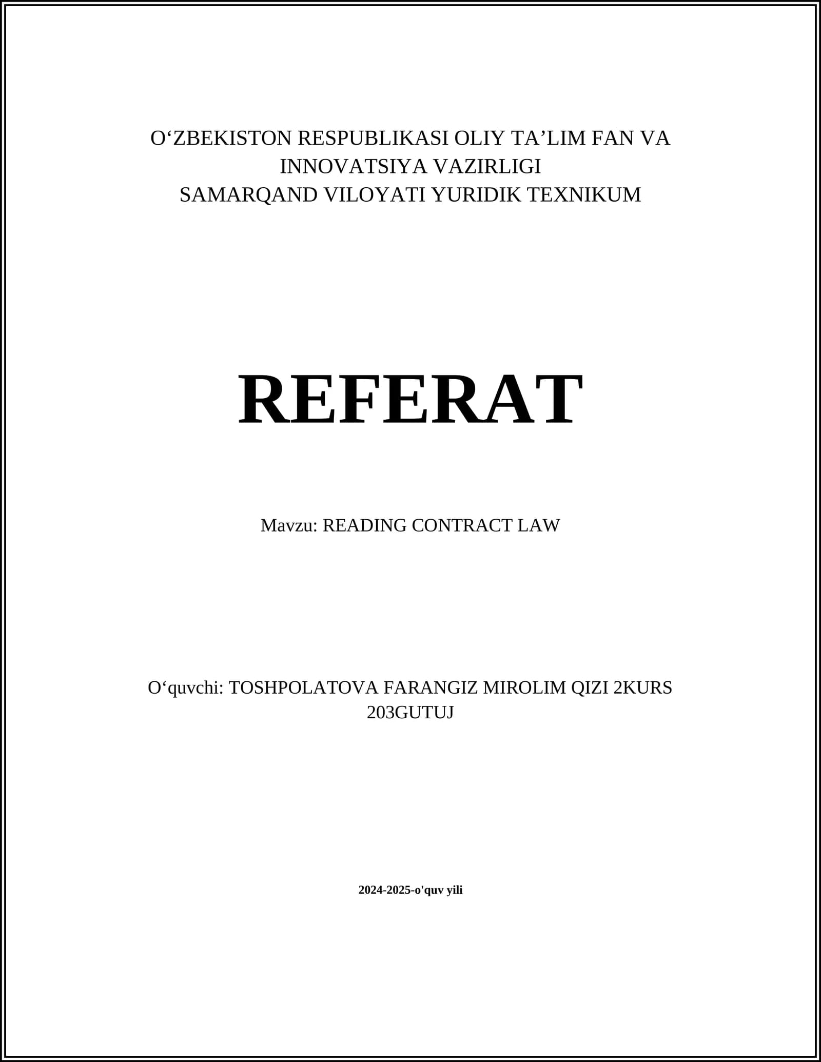 READING CONTRACT LAW