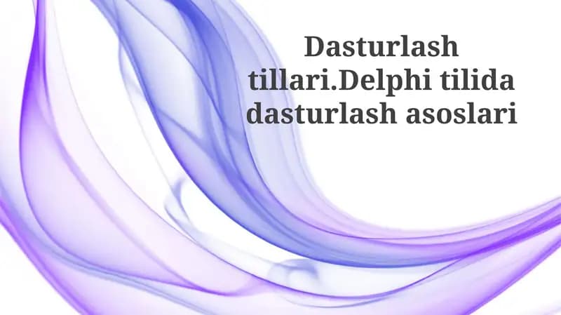 Delphi Dasturlash Tilining Asoslari
