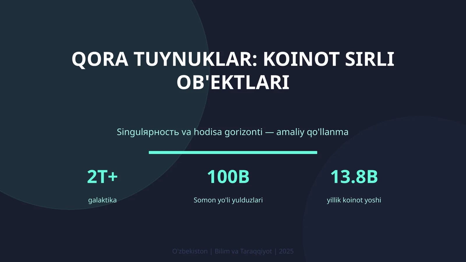 Singulярность va hodisa gorizonti — amaliy qo'llanma
