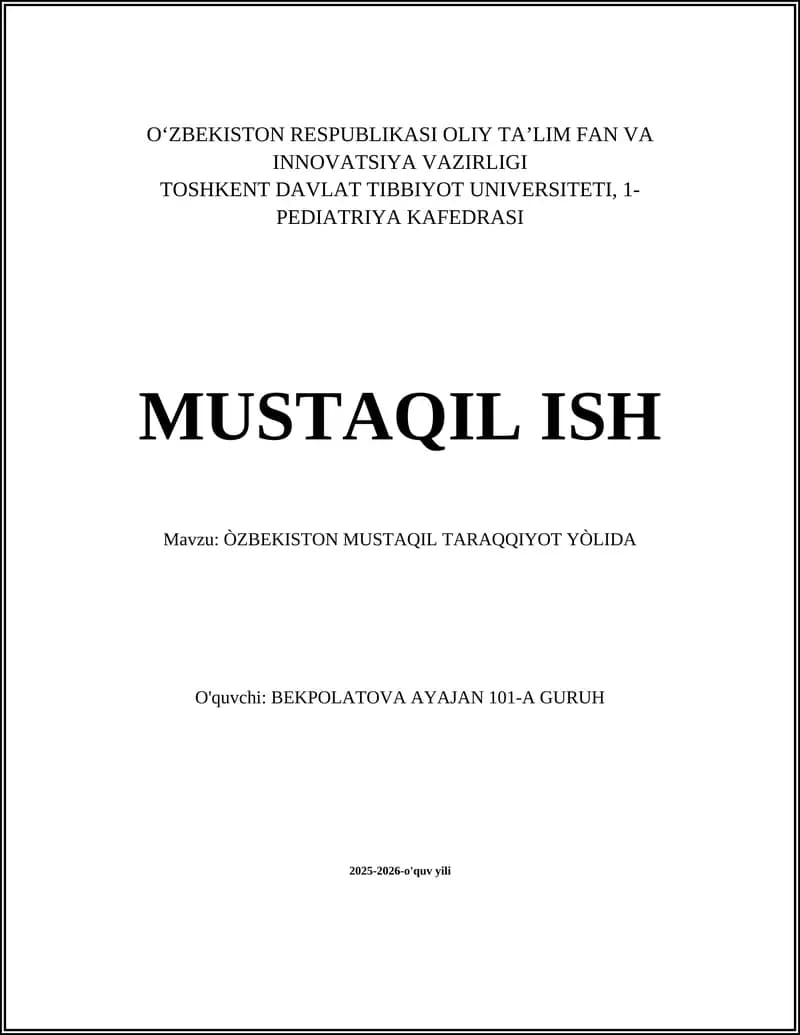 ÒZBEKISTON MUSTAQIL TARAQQIYOT YÒLIDA