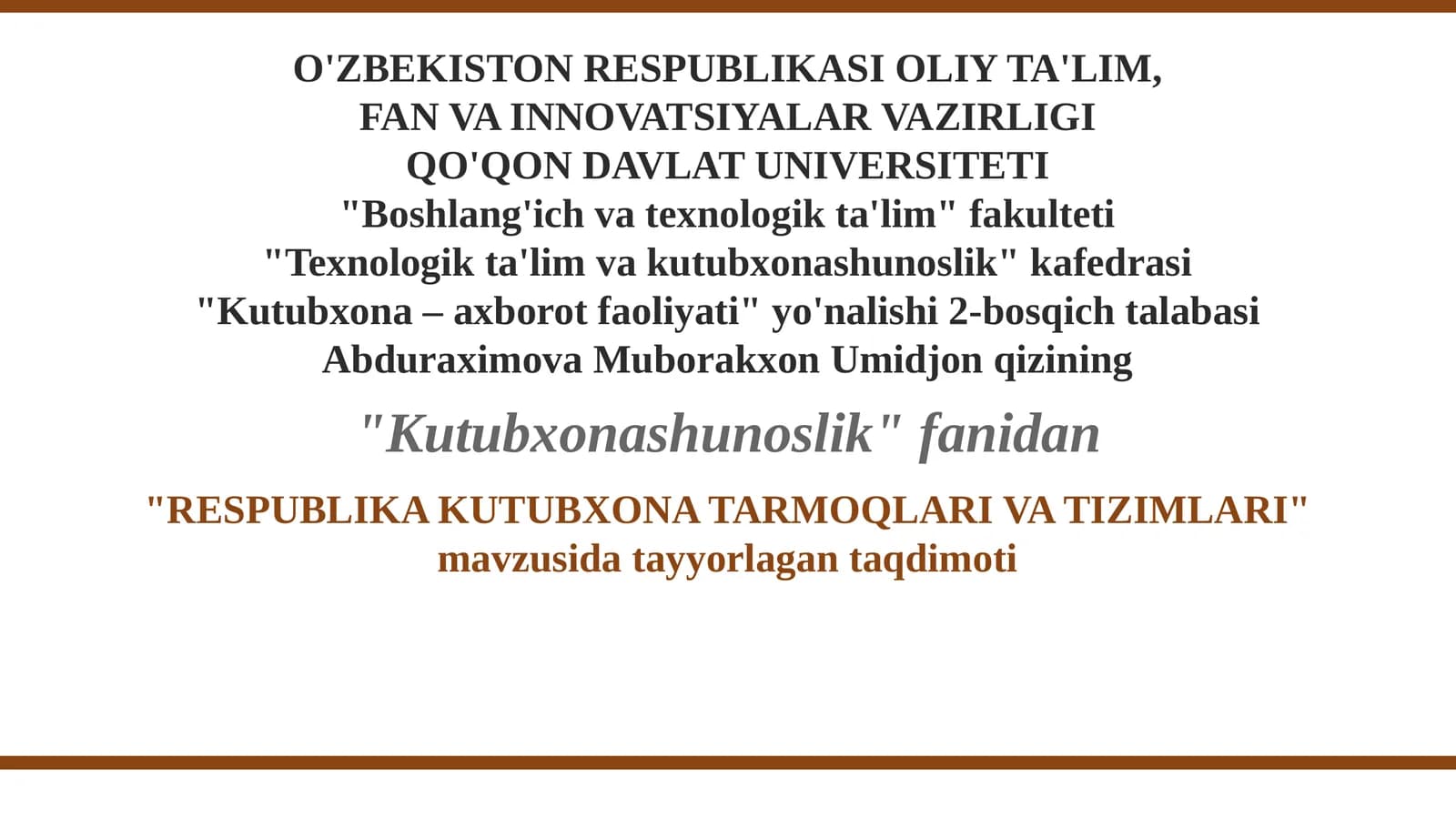 RESPUBLIKA KUTUBXONA TARMOQLARI VA TIZIMLARI