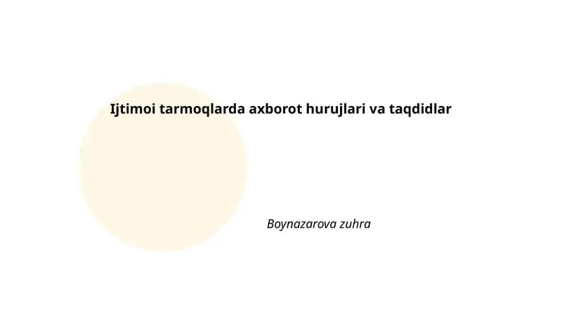 Ijtimoi tarmoqlarda axborot hurujlari va taqdidlar