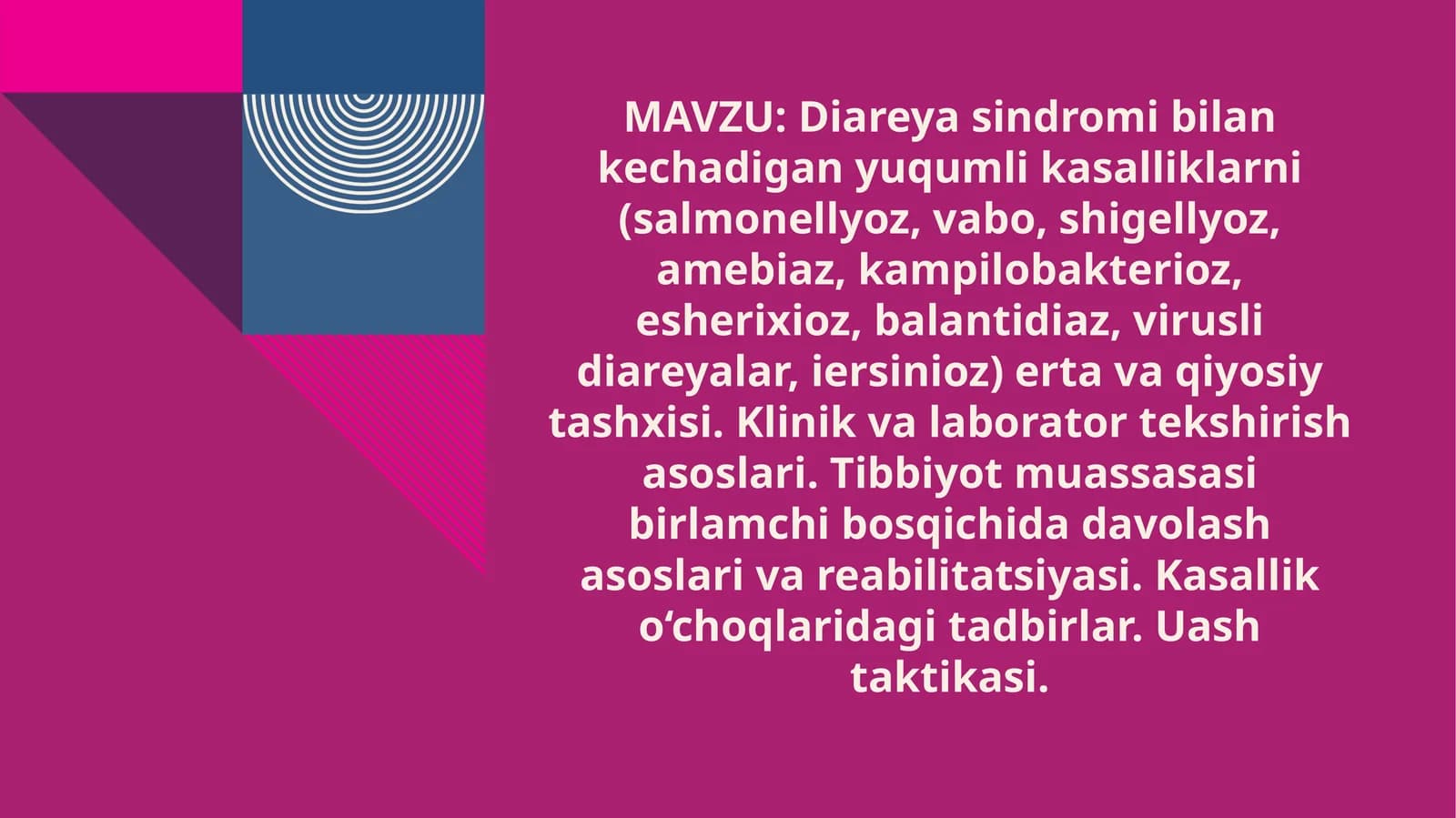 Diareya Sindromi Bilan Kechadigan Yuqumlikasalliklar