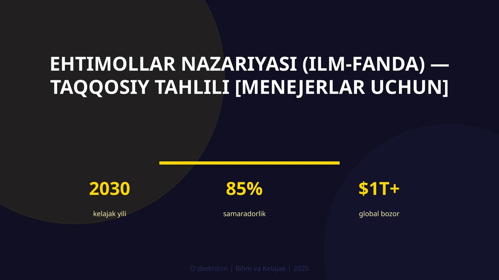 Ehtimollar nazariyasi (ilm-fanda) — taqqosiy tahlili [menejerlar uchun]