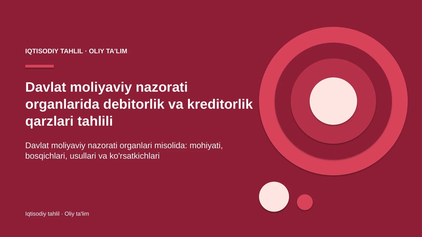 Davlat moliyaviy nazorati organlari debitorlik va kreditorlik qarzlari tahlili
