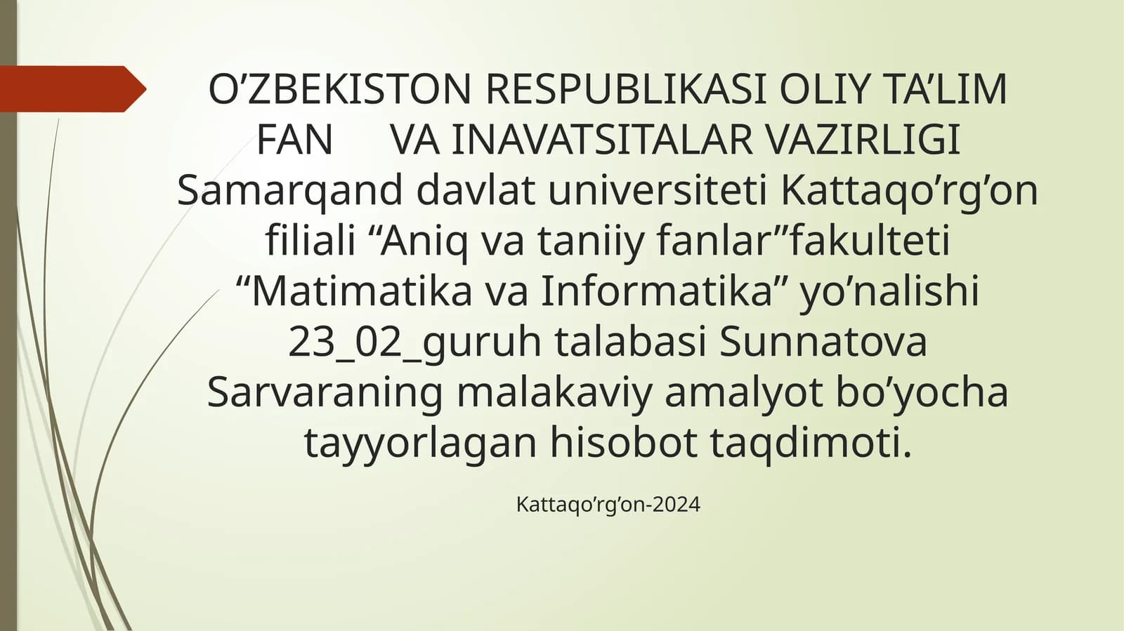Matimatika va Informatika Malakaviy Amalyotlar