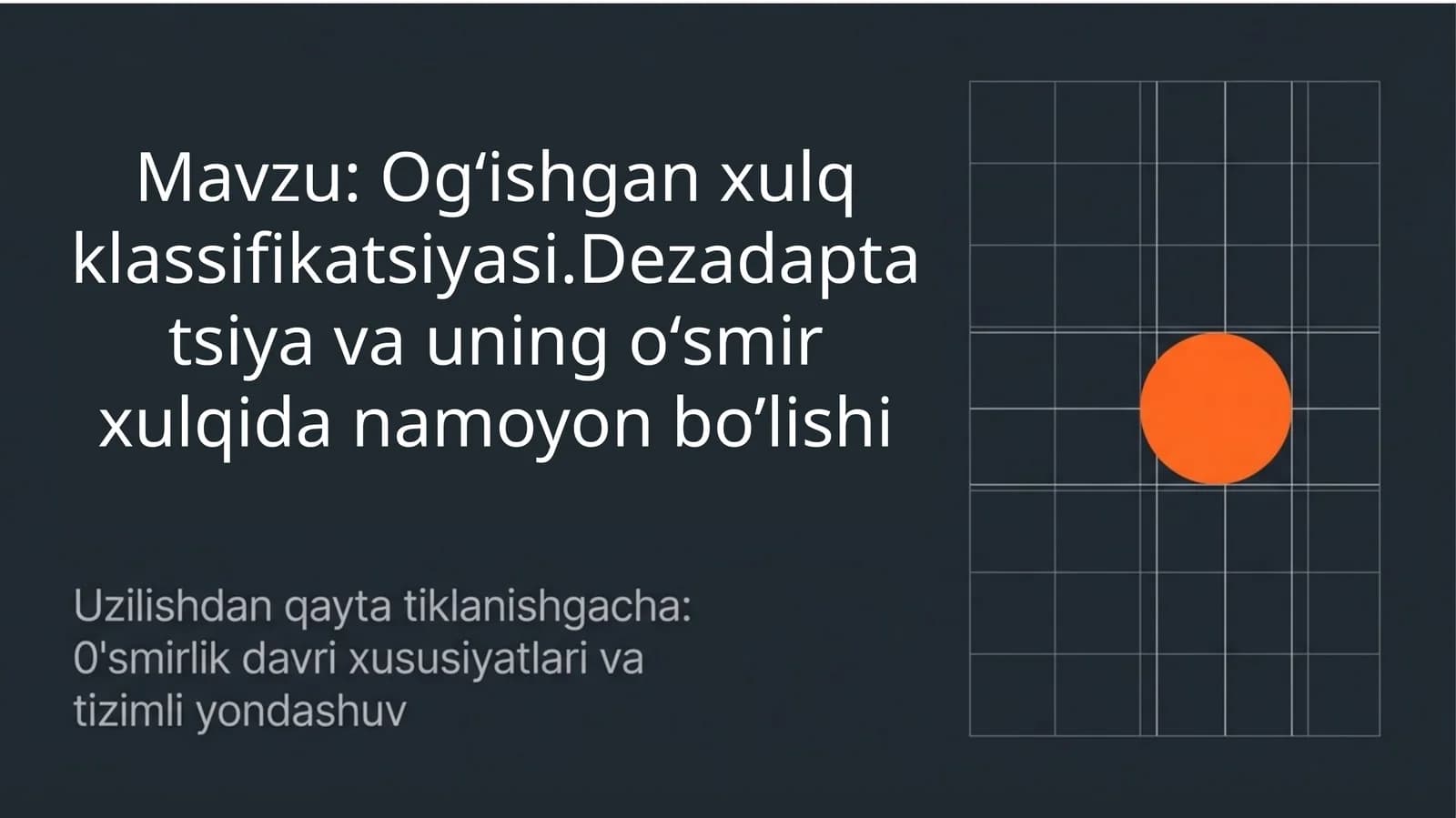 Og‘ishgan xulq klassifikatsiyasi