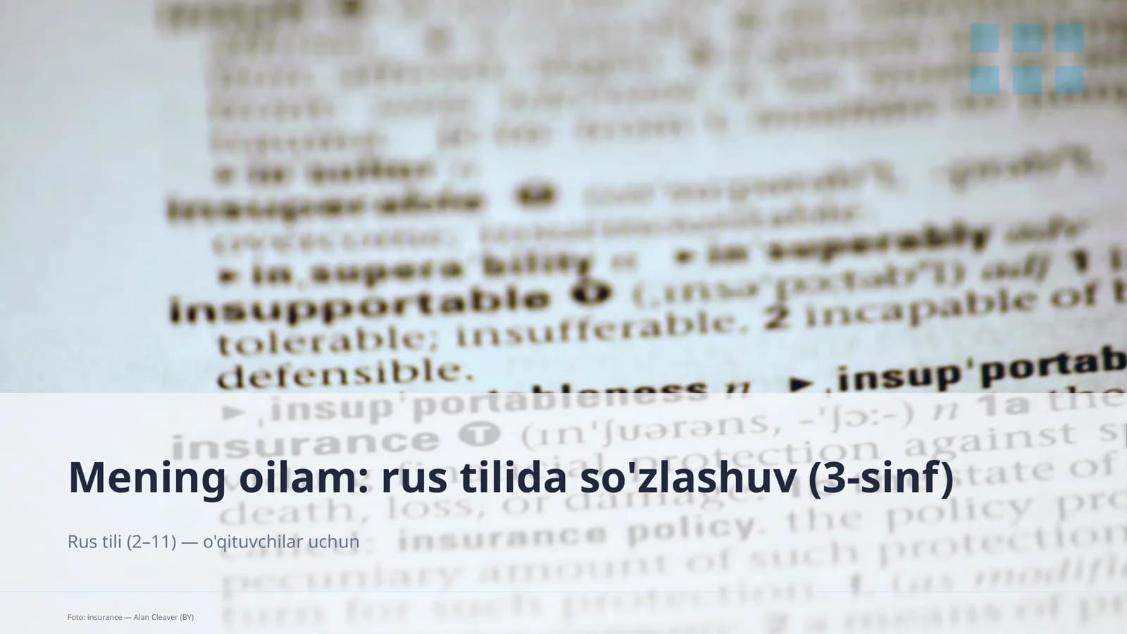 Mening oilam: rus tilida so'zlashuv (3-sinf)