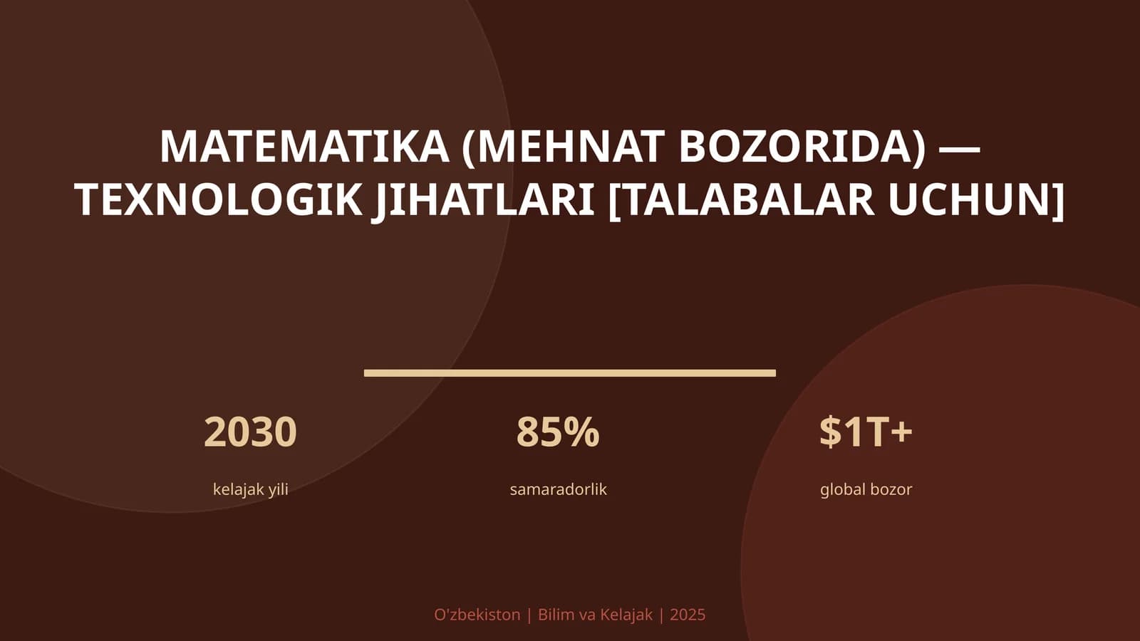 Matematika (mehnat bozorida) — texnologik jihatlari [talabalar uchun]