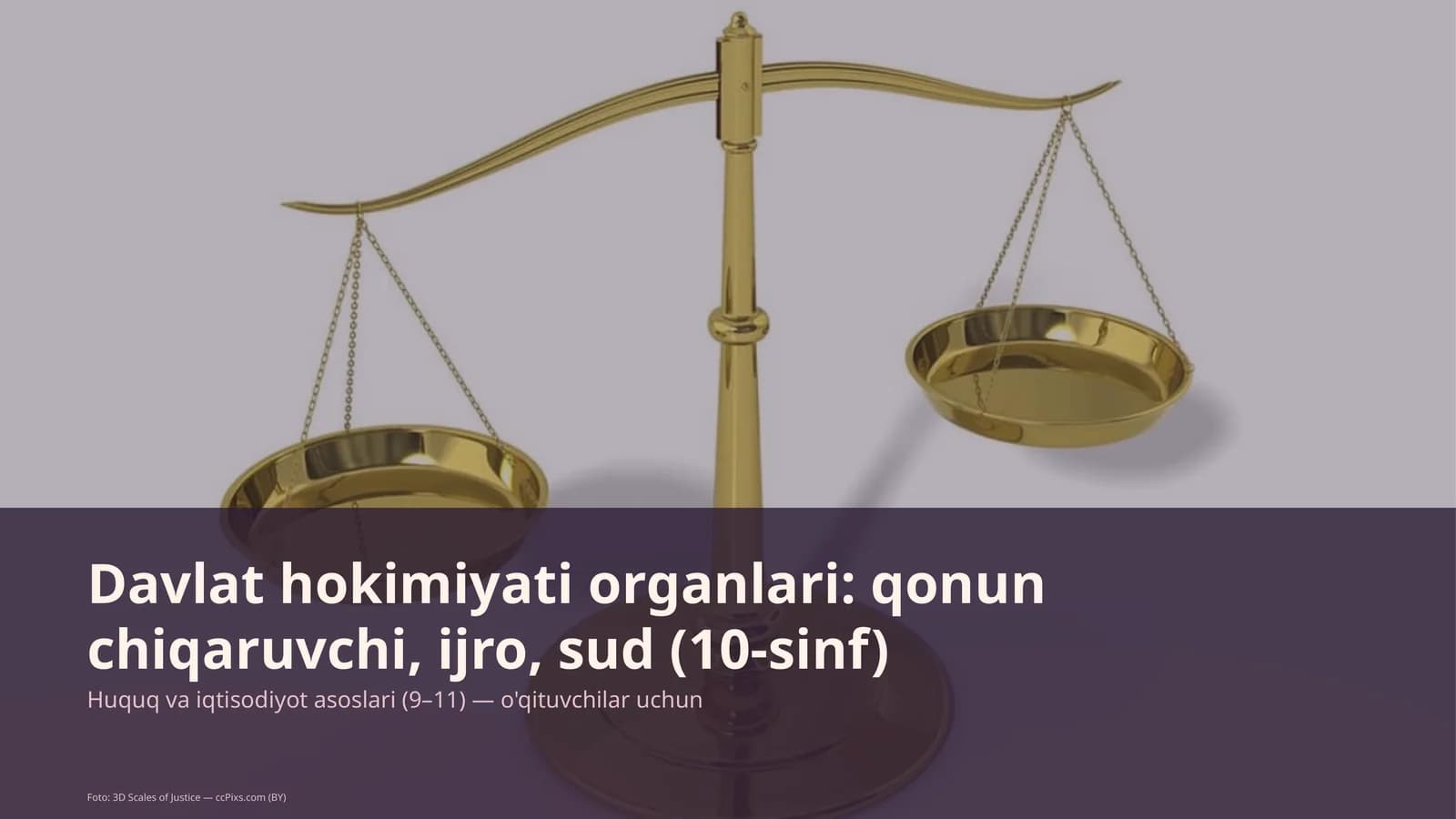 Davlat hokimiyati organlari: qonun chiqaruvchi, ijro, sud (10-sinf)