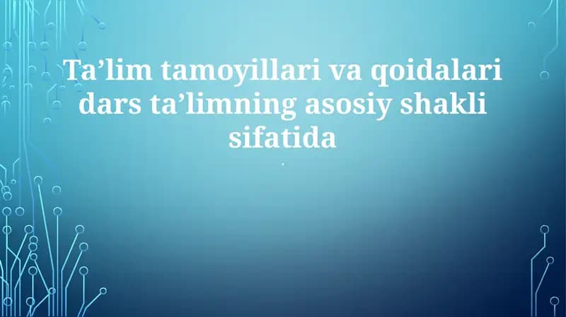 O'qitish printsiplari