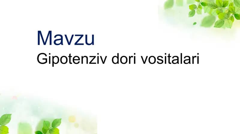 Gipotenziv dori vositalari